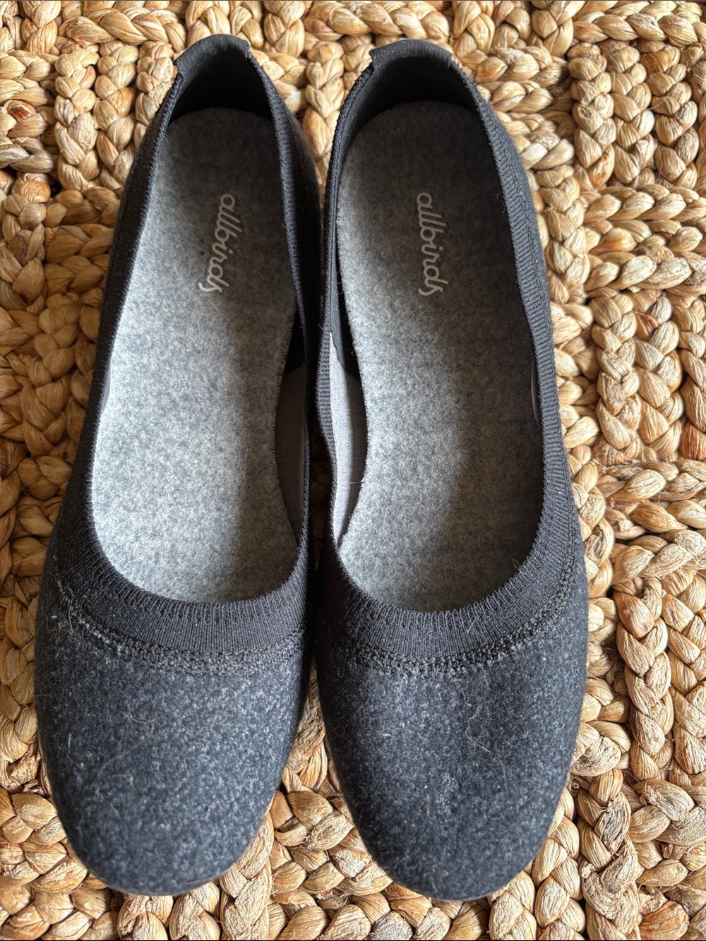 Allbirds Women's Black Wool Ballet Flats-size 8